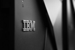 The IBM logo on a black device